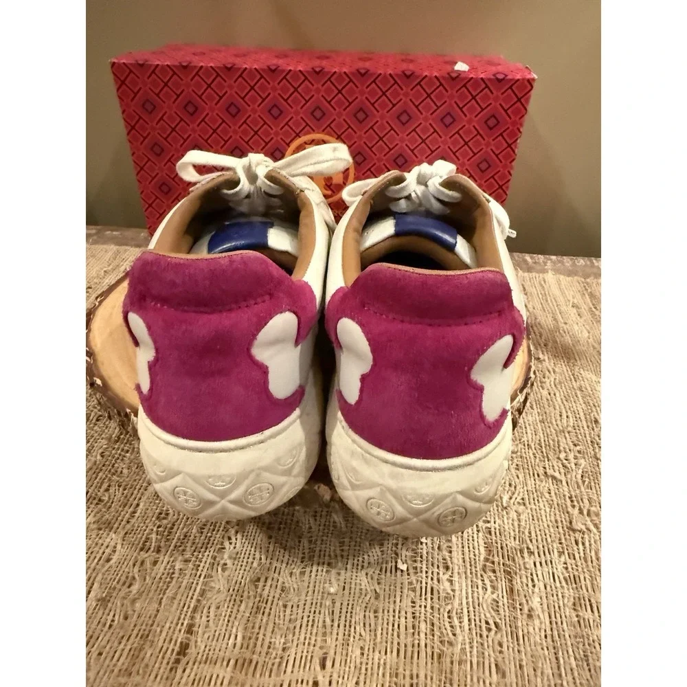 Tory Burch Ladybug Sneaker Intra-Mesh New Ivory & Fuchsia 141753 Women's S-9.5